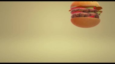 Gıda kavramı 3d render için Hamberger fast food.