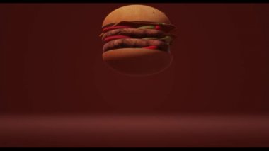 Gıda kavramı 3d render için Hamberger fast food.