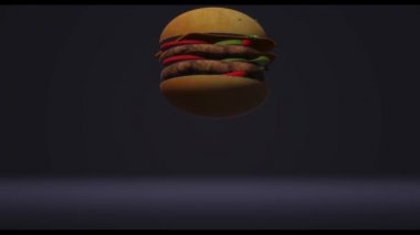 Gıda kavramı 3d render için Hamberger fast food.