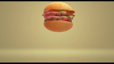 Gıda kavramı 3d render için Hamberger fast food.