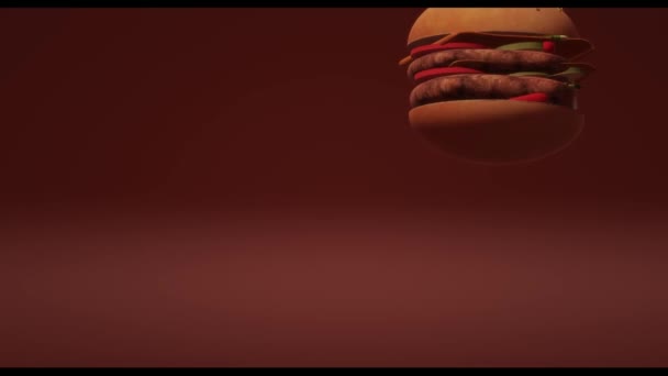 Hamberger Fast Food Para Renderização Conceito Alimentos — Vídeo de Stock