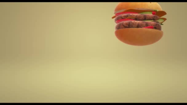 Hamberger Fast Food Dla Koncepcji Żywności Renderowania — Wideo stockowe