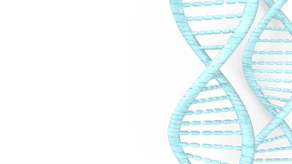 Blaue DNA auf weißem Hintergrund für medizinisches Konzept 3D-Rendering. — Stockfoto