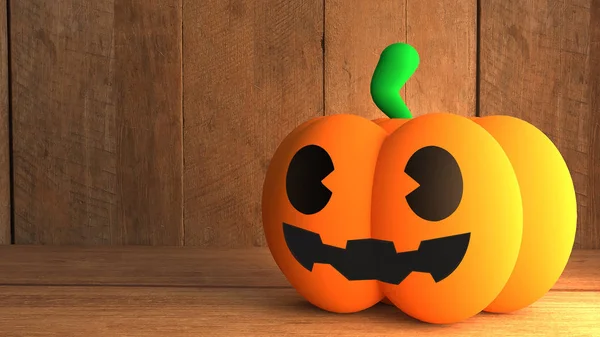 Jack zucca su sfondo legno per halloween concetto 3d renderi — Foto Stock