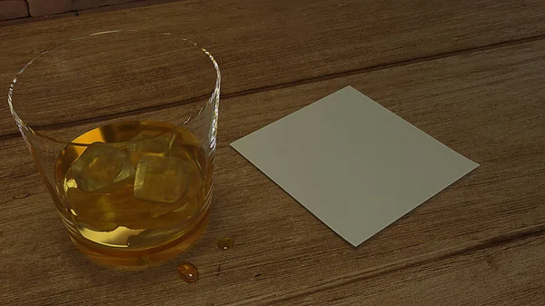 Whisky en verre basse luminosité image de rendu 3d — Photo