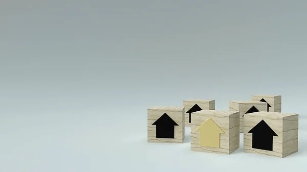 Casa de ouro e lupa para o conceito de propriedade 3d render — Fotografia de Stock