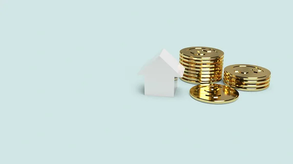 White House and gold coins for property content 3d rendering. — Stock Photo, Image