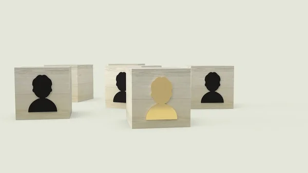Man symbool op houten kubus voor human resources en business concept — Stockfoto
