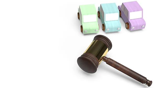 Cars and hammer justice for Car auction concept 3d rendering — Stock Photo, Image