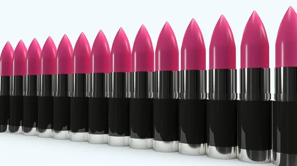 화장품 컨셉을 위한 핑크 립스틱 3D 렌더링 — 스톡 사진