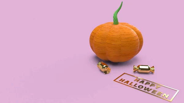 3D renderelés sütőtök a rózsaszín háttér Halloween koncepció. — Stock Fotó