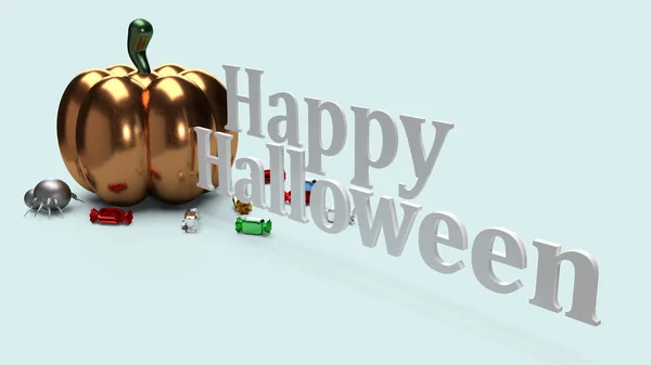 La calabaza de renderizado 3d sobre fondo azul para conte de Halloween —  Fotos de Stock
