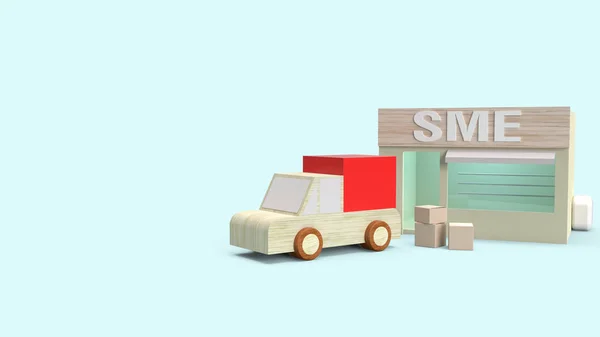 商店和盒子到运输3D渲染sme概念 — 图库照片