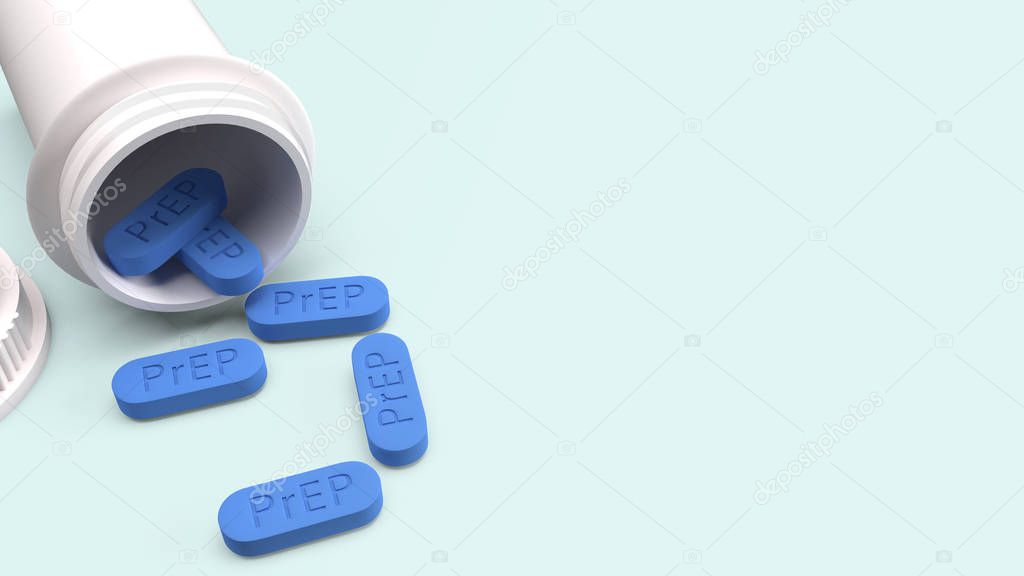 PrEP is HIV prevention pill for medical concept 3d rendering.
