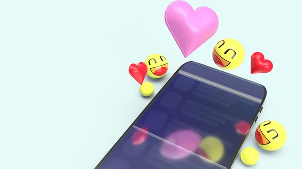 Ikona emocji smartfona 3d renderowania obrazu dla mediów społecznościowych c — Zdjęcie stockowe
