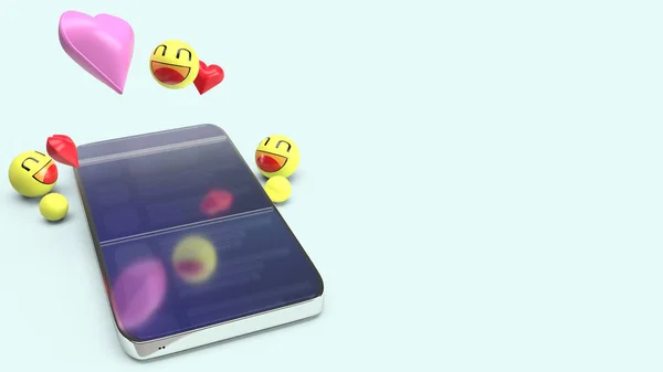 Ikona emocji smartfona 3d renderowania obrazu dla mediów społecznościowych c — Zdjęcie stockowe