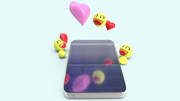 Ikona emocji smartfona 3d renderowania obrazu dla mediów społecznościowych c — Zdjęcie stockowe