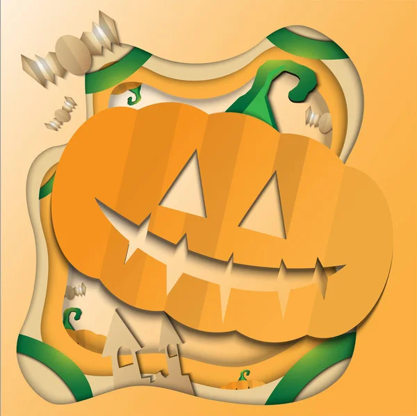 Vetor Halloween Papel Corte Estilo Para Conceito Férias — Vetor de Stock