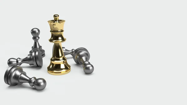 Juego de ajedrez 3d renderizado idea abstracta para contenido empresarial . — Foto de Stock
