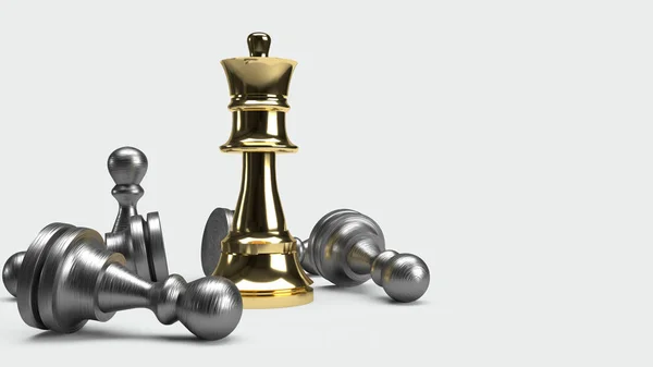 Σκάκι 3d παιχνίδι απόδοση αφηρημένη ιδέα για το περιεχόμενο των επιχειρήσεων. — Φωτογραφία Αρχείου
