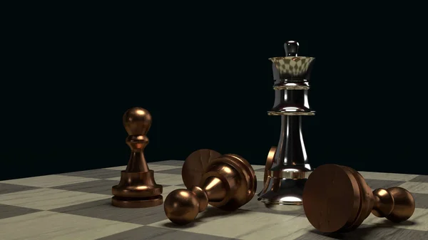 Gra w szachy 3d renderowania abstrakcyjny pomysł na treści biznesowe. — Zdjęcie stockowe