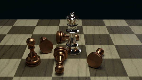 Gra w szachy 3d renderowania abstrakcyjny pomysł na treści biznesowe. — Zdjęcie stockowe