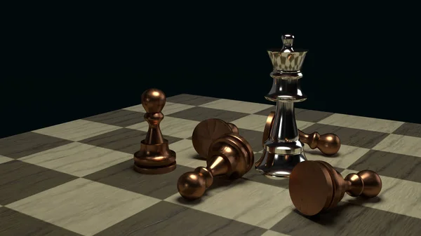 Chess game 3d rendering abstract idea for business content. — Stock Photo, Image