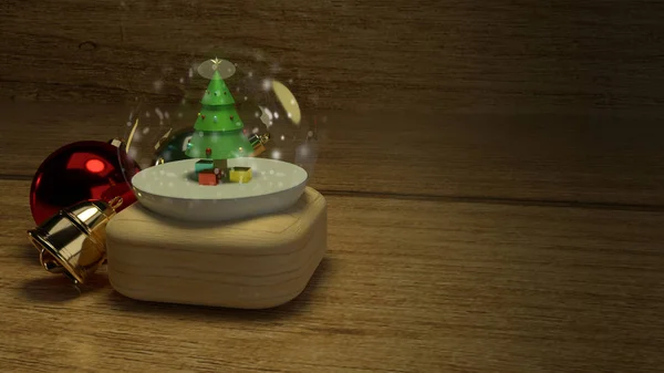 Boule de verre de Noël rendu 3d pour la célébration Noël con — Photo
