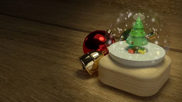 Boule de verre de Noël rendu 3d pour la célébration Noël con — Photo