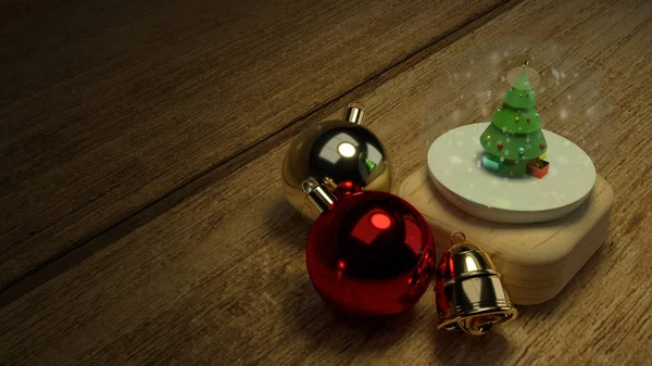 Palla di vetro di Natale rendering 3d per la celebrazione di Natale con — Foto Stock