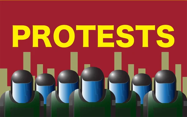 Policía Antidisturbios Fondo Rojo Imagen Vectorial Para Contenido Protestas — Vector de stock
