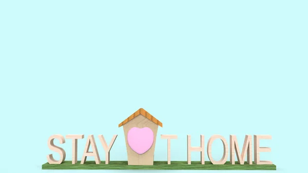 Home Wood Toy Text Stay Home Rendering Quarantine Content — Stock Photo, Image