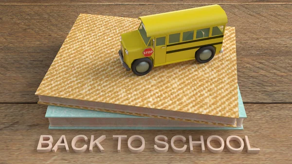 Schoolbus Rendering Voor Terug Naar School Inhoud — Stockfoto
