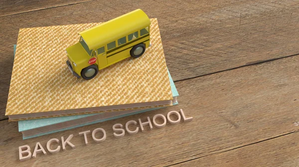 Schoolbus Rendering Voor Terug Naar School Inhoud — Stockfoto