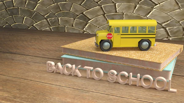 Schoolbus Rendering Voor Terug Naar School Inhoud — Stockfoto