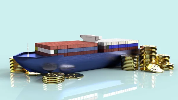 Nave Container Rendering Contenuti Trasporto Aziendale — Foto Stock