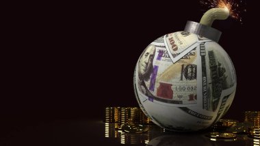 100 dolarlık bomba yüzeyi. İş krizi içeriği 3D..