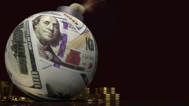 100 dolarlık bomba yüzeyi. İş krizi içeriği 3D..