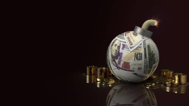 100 dolarlık bomba yüzeyi. İş krizi içeriği 3D..