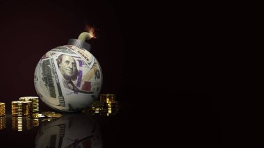 100 dolarlık bomba yüzeyi. İş krizi içeriği 3D..