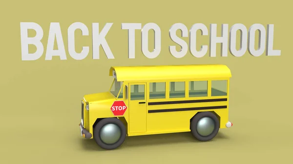 Schoolbus Gele Achtergrond Rendering Voor Terug Naar School Inhoud — Stockfoto