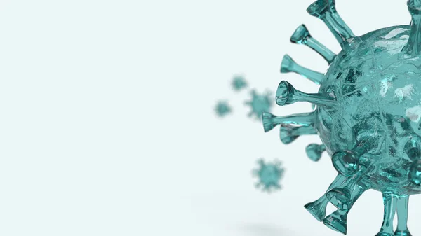 白色背景的蓝色病毒3D渲染医学内容 — 图库照片