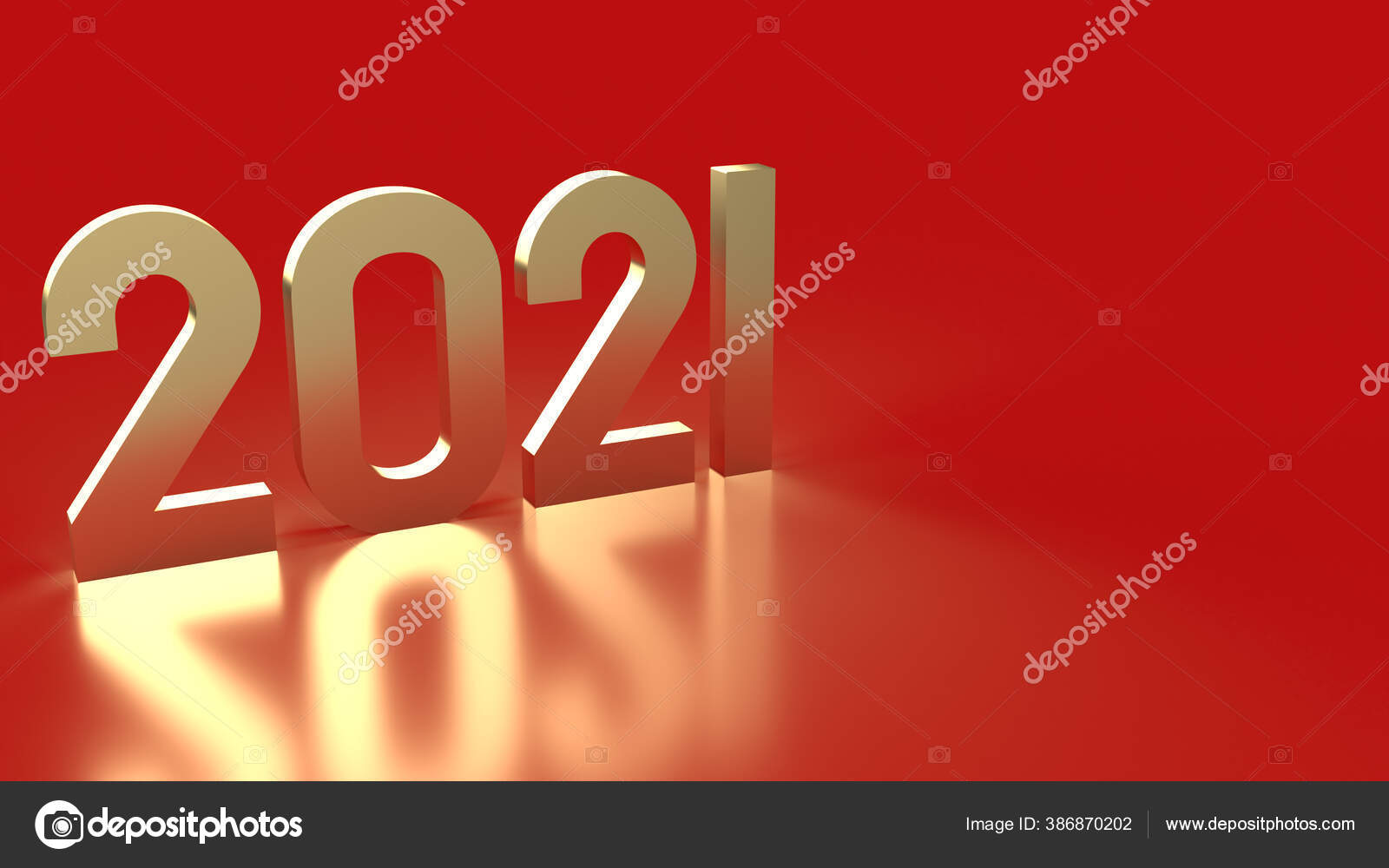 2021 Nomor Emas Pada Latar Belakang Merah Rendering Stok Foto C Niphon 386870202