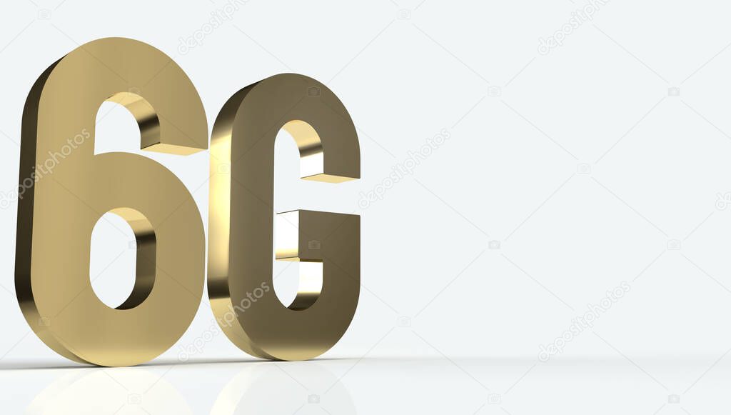 The 6g gold colour 3d rendering on white back ground