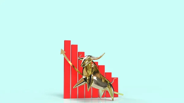 Gold Bull Chart Rendering Business Content — Stock Photo, Image