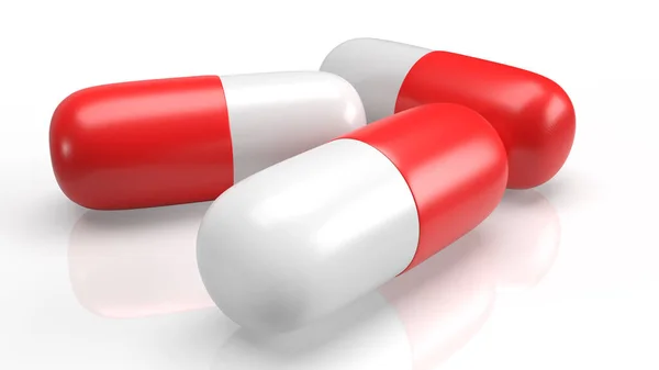 Red White Capsule Rendering Medical Content — Stock Photo, Image