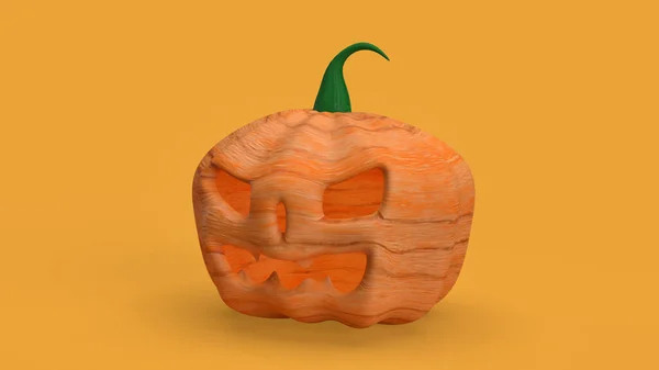 Gato Calabaza Linterna Fondo Amarillo Renderizado — Foto de Stock