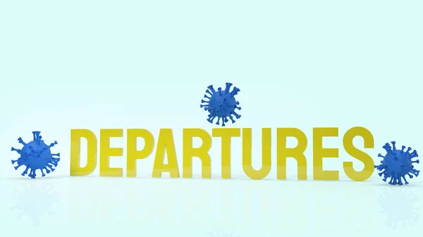 Departures Yellow Text Virus Rendering — 스톡 사진