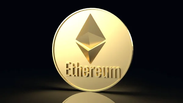Ethereum硬币符号加密货币3D渲染 — 图库照片