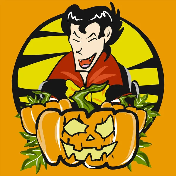 Jack Lámpa Vámpír Halloween Tartalom — Stock Vector